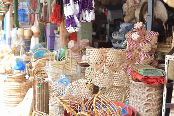 Sepetleri Salonu Yaptı Orada Birçok Tür Bir Bambu Yapılmış Sepet — Stok fotoğraf