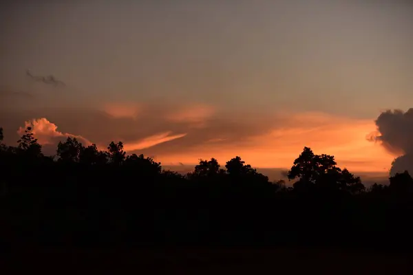 Beautiful Sky Golden Clouds Sunset Use Background Image — Stock Photo, Image
