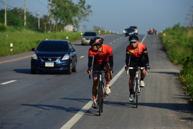 Amatör bisikletçi görsel Engelli olan çocuklar için bir sadaka programında rekabet. Chonburi Chanthaburi, Tayland, thailand, için rota 129 km 17 Mart 2018 olduğunu.