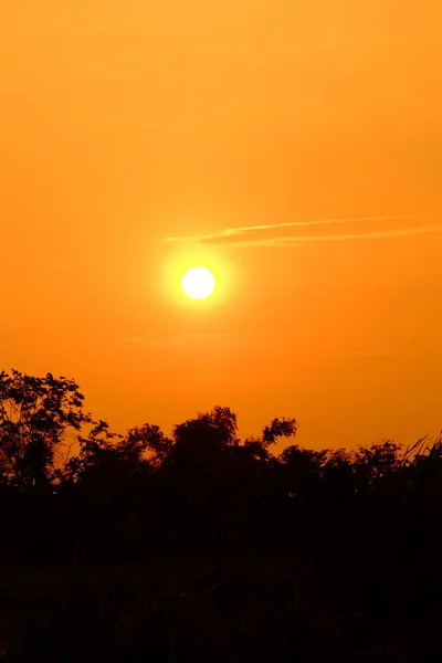 Zonsondergang Met Oranje Shad Golden Sky Mooie Wolk Zonlicht Licht — Stockfoto