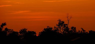 Güzel bulutlu gökyüzü günbatımı. Denizde güzel bulutlu gün batımı.