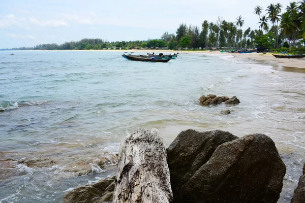 Beach Homok Fehér Tenger Óceán Sziget Táj Kék Víz Gyönyörű — Stock Fotó