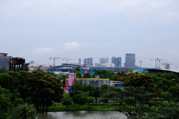 Vue Sur Ville Des Bâtiments Dans Les Grandes Villes Transport — Photo