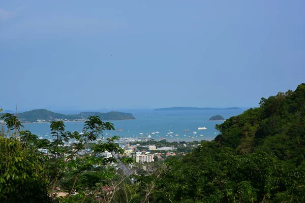 Vistas Mar Cielo Vistas Ciudad Puerto Hermoso Mar Desde Cima — Foto de Stock