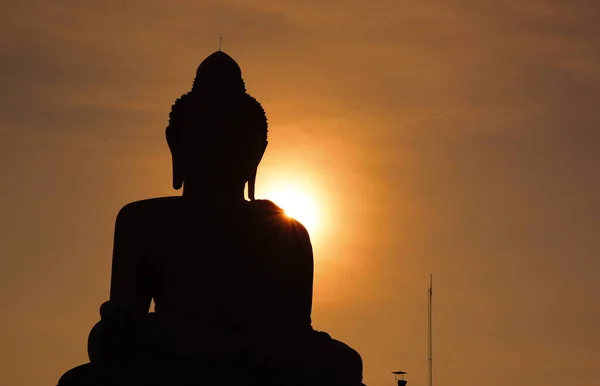 Großes Weißes Buddha Bild Auf Dem Gipfel Des Berges Phuket — Stockfoto