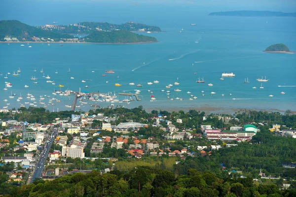 Widok Morze Sky City View Port Morze Góry Phuket Tajlandia — Zdjęcie stockowe