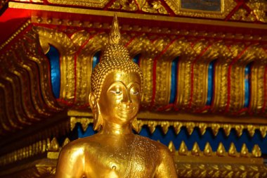 Altın Buda resim. Saygı Budist sutraları, Wat Luang Pothit, Tayland