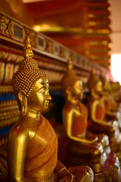 Golden Buddha Image Reverence Buddhist Sutras Wat Luang Pothit Thailand — Stock Photo, Image