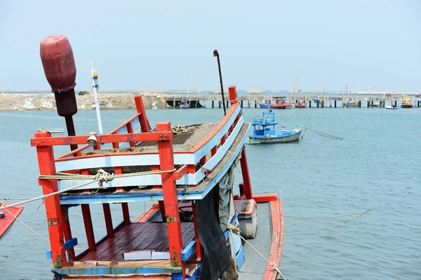 Barcos Pesca Barcos Antiguos Puerto Pesquero Chonburi Tailandia — Foto de Stock
