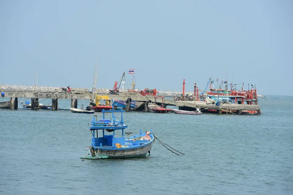 Rybářské Čluny Staré Lodě Rybářský Přístav Chon Buri Thajsko — Stock fotografie