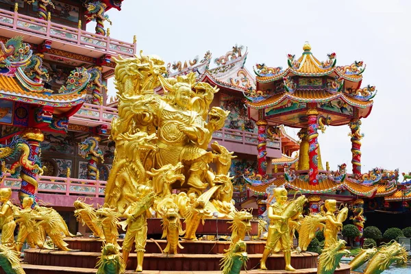 Chinese art shrine in Thailand. It is the worship of people in Chonburi, Thailand.Chinese sculpture Made of stone decorated inside the shrine area.Chinese dragon statue Chinese decoration According to Buddhist beliefs. In chinese shrine