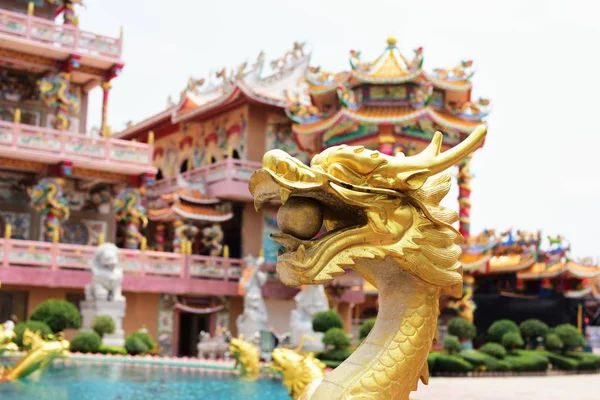 Chinese art shrine in Thailand. It is the worship of people in Chonburi, Thailand.Chinese sculpture Made of stone decorated inside the shrine area.Chinese dragon statue Chinese decoration According to Buddhist beliefs. In chinese shrine