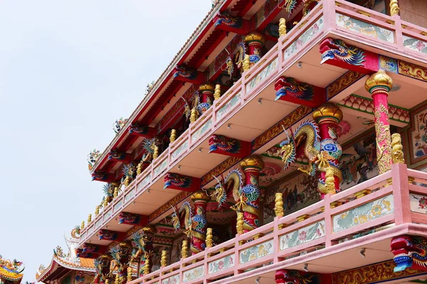 stock image Chinese art shrine in Thailand. It is the worship of people in Chonburi, Thailand. Chinese sculpture Made of stone decorated inside the shrine area. Chinese dragon statue Chinese decoration According