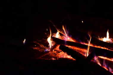 Ormanın ortasında Yakılan ateş.