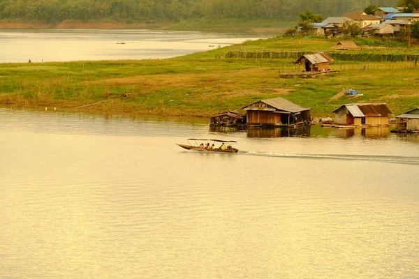 Вид Воздуха Деревню Возле Реки Таиланде — стоковое фото