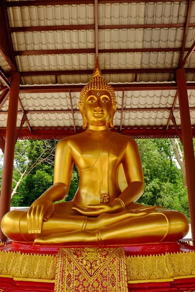 Golden Buddha Burmese art Thai style mixed Thai art. The border of Thailand.Thailand. Golden Buddha Three Pagodas, religious symbols based on the Burmese War.