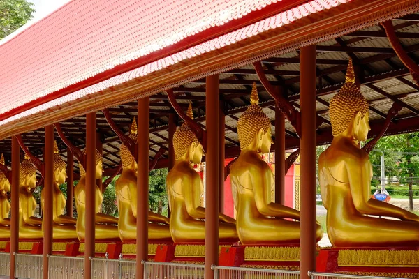 Golden Buddha Burmese art Thai style mixed Thai art. The border of Thailand.Thailand. Golden Buddha Three Pagodas, religious symbols based on the Burmese War.