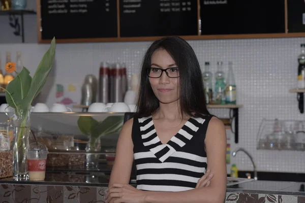 Portrait Beautiful Girl Coffee Shop — Stock Photo, Image