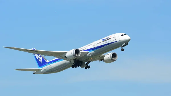 View Passenger Plane Taking Airport Travel Concept — Stock Photo, Image