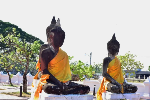 Vista Statue Buddhiste Tempio Tailandese Concetto Viaggio — Foto Stock