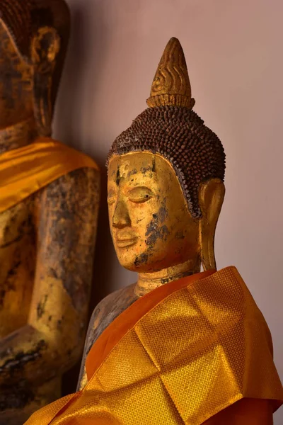 Vue Des Statues Bouddhas Temple Thaïlandais Concept Voyage — Photo