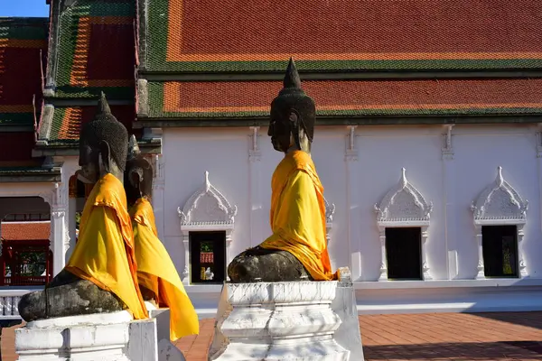 Syn Buddhor Statyer Vid Thailändska Templet Resor Koncept — Stockfoto