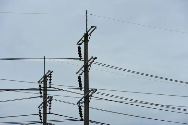 Elektriciteits Toren Met Blauwe Hemel Achtergrond — Stockfoto