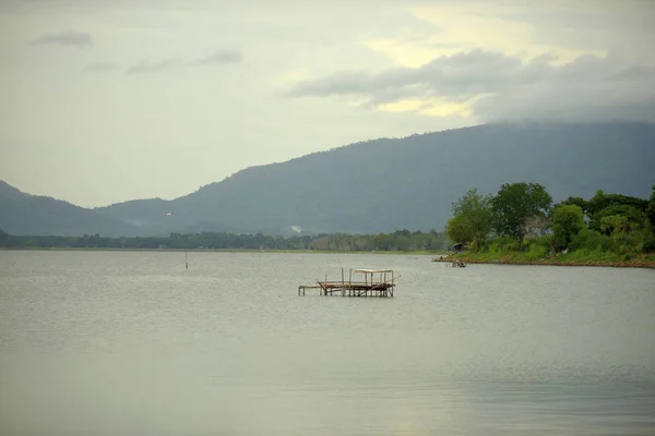 Vista Flotador Para Pesca Río — Foto de Stock