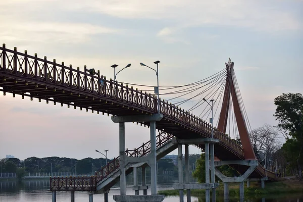 Pôr Sol Silhueta Ponte Natureza — Fotografia de Stock