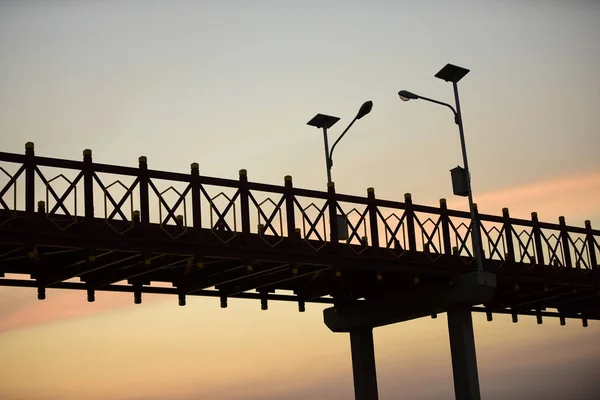Силуэт Заката Моста Природе — стоковое фото