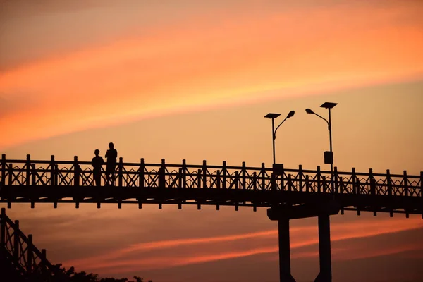 Sunset Bridge Silhouette Nature — Stock Photo, Image