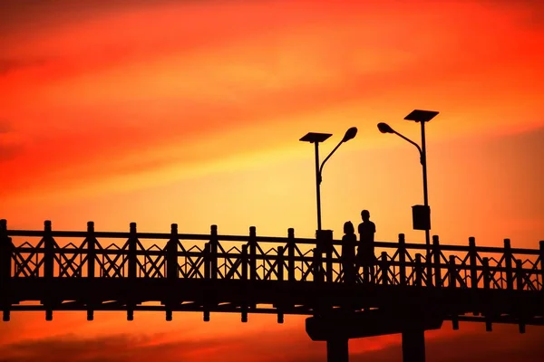 Sunset Bridge Silhouette Nature — Stock Photo, Image