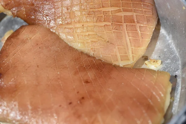 Fleischstücke Teller Großaufnahme — Stockfoto