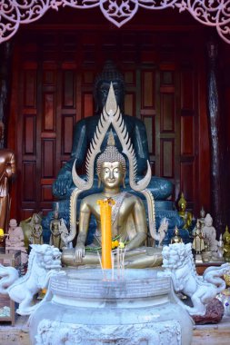 Altın Buda resim. Saygı Budist sutraları, Wat Luang Pothit, Tayland 