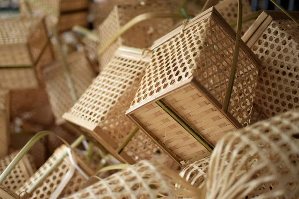 Wicker Markets Rattan Basket Rattan 대나무 공예품 짚으로 것이다 대나무로 — 스톡 사진
