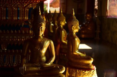 Tapınakta Buddha 'nın altın heykeli, Tayland