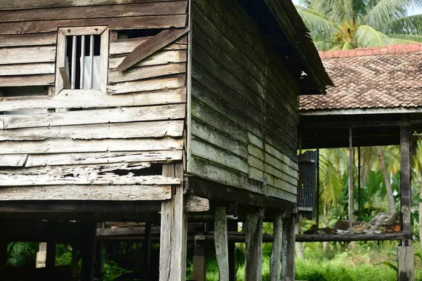 Mój Stary Drewniany Dom Stylu Tajskim Używany Jako Tapety — Zdjęcie stockowe