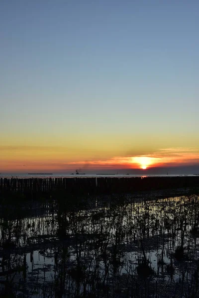 Prachtige Zonsondergang Zeekust — Stockfoto