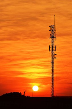 Şehir şehir merkezi iş alanı günbatımı manzarası, cityscape arka plan görüntüleyin. Günbatımı üzerinde Bangkok şehir iş şehir 