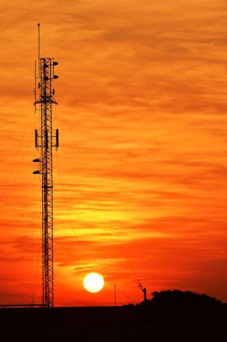 Şehir şehir merkezi iş alanı günbatımı manzarası, cityscape arka plan görüntüleyin. Günbatımı üzerinde Bangkok şehir iş şehir 