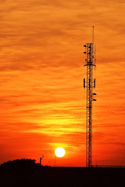 Torre Eletricidade Pôr Sol — Fotografia de Stock