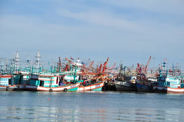 View Thai Fishing Port Clear Bright Day — Stock Photo, Image