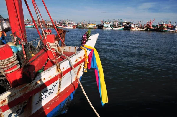 Açık Bir Günde Tayland Balıkçı Limanı Manzarası — Stok fotoğraf