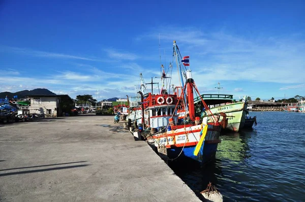 View Thai Fishing Port Clear Bright Day — Stock Photo, Image