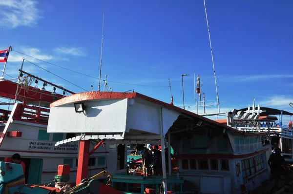 View Thai Fishing Port Clear Bright Day — Stock Photo, Image