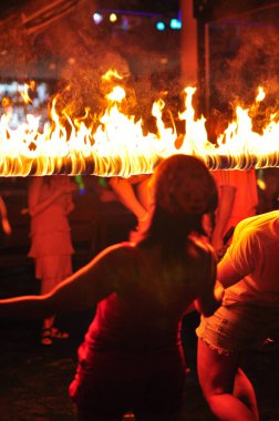 21 April, 2002 - Thailand: People resting with fire at night time