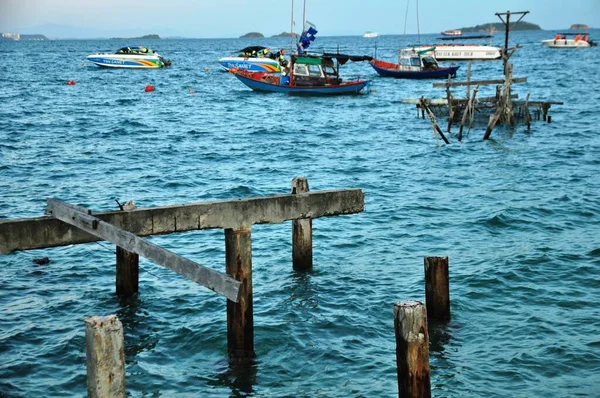 Muelle Pesca Con Barcos Río — Foto de Stock