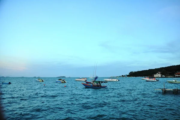 Barcos Pesca Mar Por Noche —  Fotos de Stock