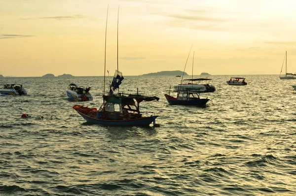 Boats Sea Bay Sunset Time — Stock Photo, Image