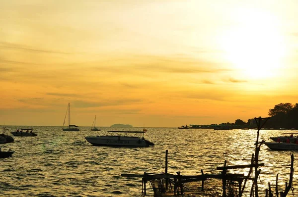 Boats Sea Bay Sunset Time — Stock Photo, Image